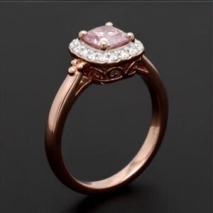 8K Rose Gold Ring with Pink Diamond